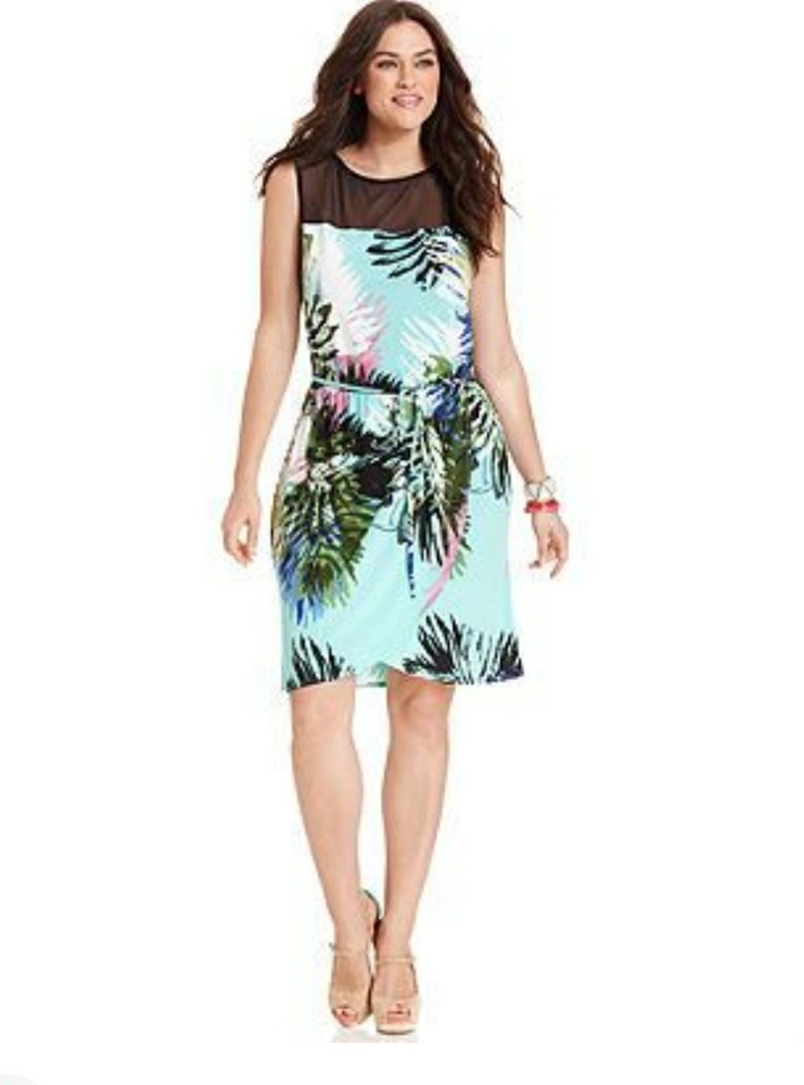 Sleeveless Tropical A-line Dress